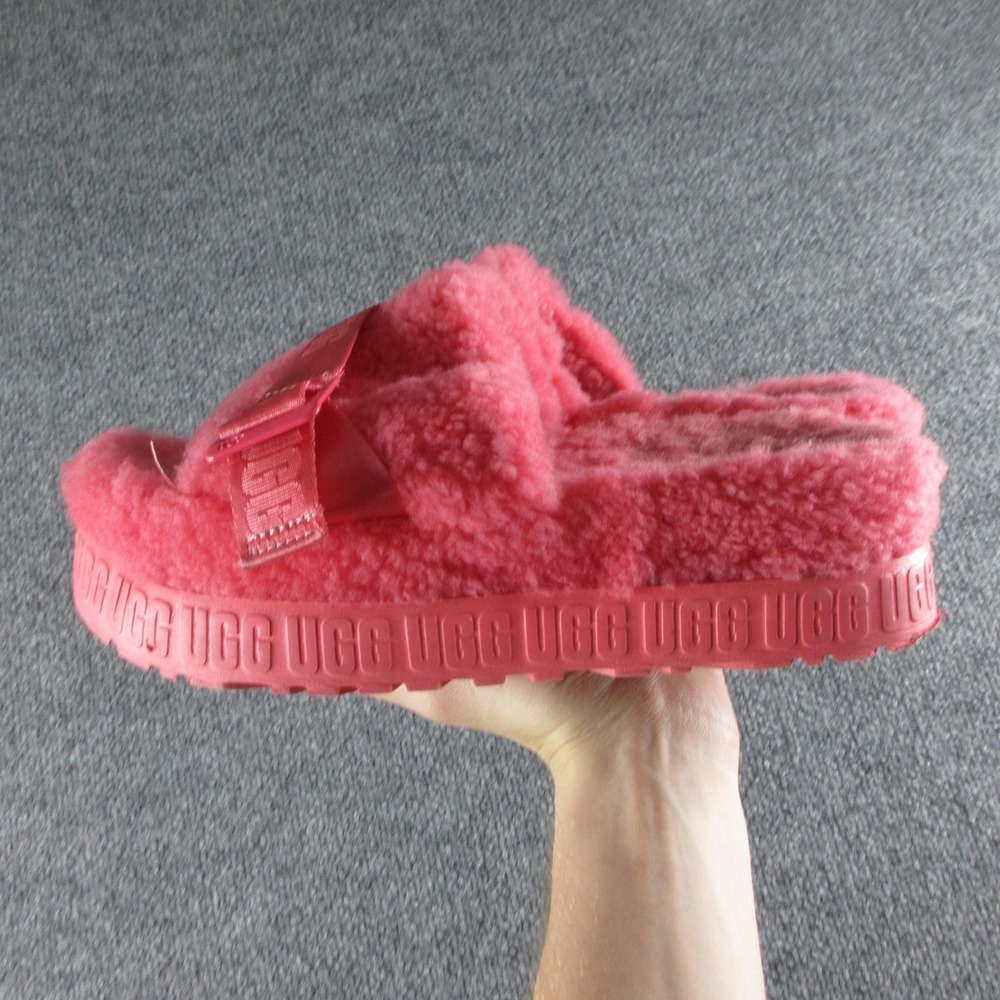 UGG Fluffita Slide Slippers Womens Size 9 Pink Shearling Fur Platform 113475 - Picture 4 of 7